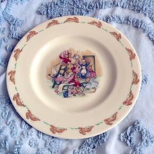 Cream Bunnykins Plate with Brown Bunny Accents